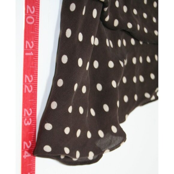 Context Y2K Chocolate Brown Polka Dot 100% Silk Tiered Camisole Top Womens 12 - Picture 5 of 5